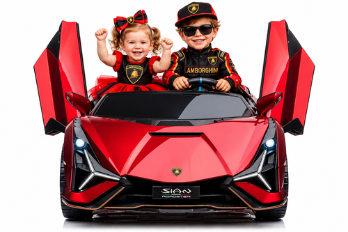 Kids 24v Shiny Red 2 Seat Drifting Lamborghini Sian Ride On Car