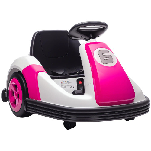 6V Pink Indoor & Outdoor Spin Girls Electric Powered Bumper Car