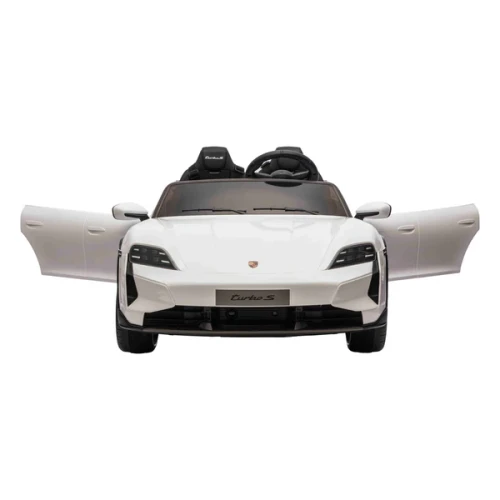 Kids White 2 Seat 24v Porsche Taycan Turbo-S Ride In Car