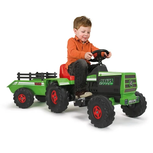 Kids Green INJUSA 6V Electric Tractor with Trailer