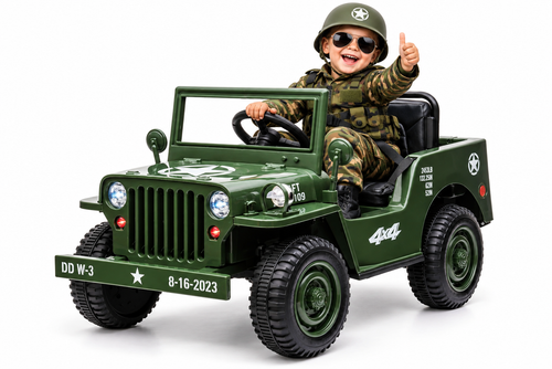 Luxury Army Green Kids 12v RETRO USA Military Ride-on Truck