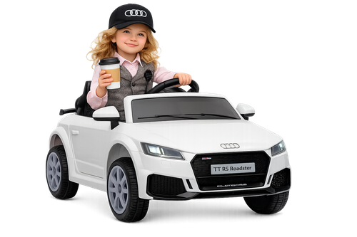 White Twin Motor New Audi TTRS Kids 12v Ride On Car & Remote