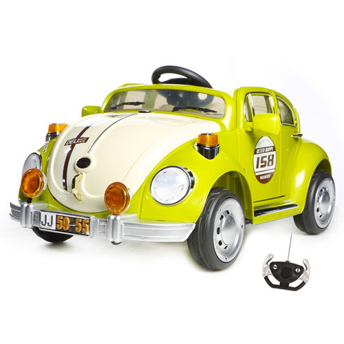 12v Retro VW Beetle Style Green Ride On Kids Car