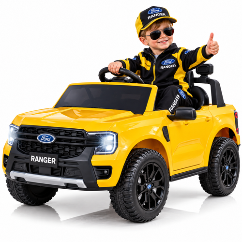 Official Yellow 12V Ford Ranger Kids Ride-On Pick-Up Truck

Big Truck Adventures Start Early with the Official Yellow 12V Ford Ranger Kids Ride-On Pick-Up Truck!

Give your little driver the keys to their very own pick-up with this fantastic Official Yellow 12V Ford Ranger Kids Ride-On Pick-Up Truck.

Combining unmistakable Ford Ranger-inspired styling with official Ford licensing, this impressive children's electric ride-on packs plenty of big-truck attitude into a junior-sized package.

Finished in an eye-catching Yellow colour scheme, the Ranger certainly stands out from the crowd. Detailed bodywork, chunky tyres, large alloy-style wheels and authentic Ford styling give it the rugged appearance you'd expect from a pick-up truck.

Underneath, a substantial 12V 7Ah rechargeable battery provides the power, while spring suspension helps provide a more comfortable driving experience across suitable surfaces.

There's plenty for parents to appreciate too, including parental remote control, soft-start technology, selectable speeds, a safety belt and lockable opening doors.

Add LED lights, music, wireless connectivity, USB input and a handy rear storage area, and your junior driver has everything they need for their next back-garden adventure.

Officially Licensed Ford Ranger Styling

This isn't just a generic children's pick-up – it's an officially licensed Ford ride-on.

Inspired by the unmistakable styling of the Ford Ranger, this junior pick-up features detailed bodywork and authentic Ford touches that help give it the appearance of a miniature version of the real thing.

The bold Yellow finish looks brilliant against the darker exterior detailing and chunky wheels, creating a ride-on with plenty of presence.

Whether they're heading across the patio, pulling up outside the playhouse or setting off on their latest garden adventure, they'll certainly look the part.

12V 7Ah Battery Power

Keeping the adventures going is a 12V 7Ah rechargeable battery.

Children can enjoy two selectable manual speeds of approximately 2.96km/h and 3.8km/h, allowing them to build confidence before moving up to the faster setting.

A simple one-button start, direction controls and responsive foot pedal make the Ranger straightforward for young drivers to operate.

Just switch on, select the direction and they're ready to roll.

Parents Can Take Control Too

Sometimes Mum or Dad needs to be in the driving seat – even when they're standing outside the truck!

The included parental remote control allows an adult to control the vehicle's speed, direction and braking when required.

The remote offers three selectable speed levels, approximately:

3km/h

3.3km/h

3.7km/h

This makes the remote particularly useful while younger drivers are getting used to steering and controlling their new Ranger.

When they're ready to take charge themselves, children can use the steering wheel, foot pedal and in-car controls for independent driving.

Soft-Start Technology for Smoother Getaways

Nobody wants their first pick-up truck launching forward unexpectedly.

The Ford Ranger features a soft-start and stop system, designed to make acceleration and stopping more progressive and reduce abrupt movements.

Combined with the parental remote control and selectable speed settings, this gives grown-ups greater control over how younger drivers get started.

Spring Suspension & Chunky Tyres

A pick-up truck needs to look ready for adventure.

This Ranger features large 26cm treaded wheels together with spring suspension, helping provide a stable and comfortable ride across appropriate surfaces.

The tyres are designed to be wear and puncture resistant, while the suspension helps absorb some of the smaller bumps encountered during normal play.

It's suitable for use on appropriate firm surfaces such as asphalt, cement and rubberised surfaces, with performance naturally varying according to the terrain and conditions.

Music, Stories & Wireless Connectivity

Driving is even more fun with some entertainment on board.

The Ranger features a multifunctional media centre offering music and story functions together with wireless connectivity and a USB port.

Dual sound buttons add another interactive element for young drivers, while a handy battery power display makes it easier for grown-ups to keep an eye on the remaining charge.

Whether they're listening to the built-in entertainment or enjoying their favourite compatible audio, there's plenty to keep little drivers smiling.

LED Lights for Extra Pick-Up Style

The fun doesn't stop with the rugged styling.

The Ford Ranger also features LED lighting, adding another realistic touch to the driving experience and helping bring the front of the truck to life.

Combined with the detailed Ford-inspired bodywork and bold Yellow finish, it creates a junior pick-up that's sure to attract attention.

Opening Doors, Safety Belt & Comfortable Seat

Getting into their new truck is all part of the experience.

The Ranger features opening double doors, making climbing aboard feel that little bit more realistic.

The doors can be locked to help keep young occupants safely inside during use, while the comfortable seat features a safety belt and headrest.

The seat measures approximately 33cm x 19cm, with a maximum stated load capacity of 30kg.

Handy Storage for Their Adventures

Every pick-up needs somewhere to carry the important stuff!

This junior Ford Ranger features a handy storage area, giving children somewhere to take toys and other lightweight playtime essentials along for the ride.

Whether they're transporting their favourite teddy, carrying supplies to the playhouse or simply pretending they're off on a big adventure, the storage space adds another fun element to imaginative play.

Official Yellow 12V Ford Ranger Kids Ride-On Pick-Up Truck Features

Officially Licensed Ford Ranger Ride-On

Eye-Catching Yellow Finish

Authentic Ford-Inspired Pick-Up Styling

12V 7Ah Rechargeable Battery

Parental Remote Control

3 Remote-Controlled Speed Settings

2 Manual Speed Settings

Soft-Start & Stop Technology

One-Button Start

Forward & Reverse Drive

Responsive Foot Pedal

Spring Suspension

Large 26cm Treaded Wheels

Wear & Puncture-Resistant Tyres

LED Lights

Multifunctional Media Centre

Wireless Audio Connectivity

USB Port

Built-In Music

Story Function

Dual Sound Buttons

Battery Power Display

Opening Double Doors

Lockable Doors

Safety Belt

Headrest

Comfortable Seat

Handy Storage Area

Maximum Rider Weight: 30kg

Recommended Age: 3–6 Years

EN71 Certified

Specifications

Product: Official Yellow 12V Ford Ranger Kids Ride-On Pick-Up Truck
Colour: Yellow
Licence: Official Ford Licence
Battery: 12V 7Ah Rechargeable Battery
Charger: 12V 1000mA
Recommended Age: 3–6 Years
Maximum Rider Weight: 30kg
Manual Speeds: Approx. 2.96km/h / 3.8km/h
Remote Speeds: Approx. 3km/h / 3.3km/h / 3.7km/h
Parental Remote Control: Yes
Remote Control Batteries: 2 x AAA – Not Included
Steering Wheel Batteries: 2 x AA – Not Included
Soft Start/Stop: Yes
Suspension: Spring Suspension
Wheel Diameter: 26cm
Opening Doors: Yes
Safety Belt: Yes
Headrest: Yes
LED Lights: Yes
USB Port: Yes
Wireless Connectivity: Yes
Built-In Music: Yes
Battery Power Display: Yes
Overall Dimensions: 105cm (L) x 64cm (W) x 60cm (H)
Seat Size: 33cm x 19cm
Backrest Size: 26cm x 20cm
Headrest Size: 12cm x 9cm
Net Weight: 15kg

What's Included?

1 x Official Yellow 12V Ford Ranger Kids Ride-On Pick-Up Truck

1 x Parental Remote Control

1 x 12V Charger

1 x Instruction Manual

Remote control requires 2 x AAA batteries and steering wheel functions require 2 x AA batteries. These batteries are not included.

Their Very Own Ford Ranger

For little drivers who love big trucks, this junior Ranger has plenty to get excited about.

From its bright Yellow bodywork and chunky pick-up styling to the large wheels, opening doors and LED lights, it looks ready for an adventure before they've even climbed aboard.

Once behind the wheel, there's even more to discover.

The 12V 7Ah battery, two manual speed settings, spring suspension and soft-start system provide the driving experience, while music, wireless connectivity and USB input add plenty of entertainment along the way.

And when Mum or Dad wants to take charge, the parental remote control is ready and waiting.

It's a brilliant combination of Ford styling, imaginative play and modern ride-on technology.

A Brilliant Gift for Little Pick-Up Fans

Looking for a birthday present, Christmas gift or a seriously exciting surprise?

The Official Yellow 12V Ford Ranger Kids Ride-On Pick-Up Truck certainly has the wow factor.

Whether they're cruising around the garden, parking outside their playhouse or filling the storage area with toys for their latest expedition, this little Ranger is ready for action.

For a young truck fan dreaming of their first Ford, this could be a very exciting place to start.

Questions & Answers

Q: Is this an officially licensed Ford Ranger ride-on?
A: Yes. This children's electric pick-up is officially licensed by Ford and features Ranger-inspired styling and detailing.

Q: What colour is this Ford Ranger?
A: This particular version comes in a bold and eye-catching Yellow finish, complemented by contrasting exterior detailing and large wheels.

Q: What battery does the Ranger use?
A: It comes with a 12V 7Ah rechargeable battery and a 12V 1000mA charger.

Q: What age is this ride-on suitable for?
A: The stated recommended age range is approximately 3–6 years. Suitability should also be judged according to the child's size, weight and ability to safely operate the vehicle.

Q: What is the maximum rider weight?
A: The stated maximum seat load is 30kg.

Q: How fast does the Ford Ranger go?
A: In manual mode, the stated speeds are approximately 2.96km/h and 3.8km/h. Actual performance can vary according to rider weight, terrain, battery condition and other factors.

Q: Does it have different speed settings?
A: Yes. Children have two manual speed settings, while the parental remote offers three selectable speed levels.

Q: Can parents control the Ranger?
A: Yes. A parental remote control is included, allowing an adult to control the speed, direction and braking when required.

Q: Can children drive it themselves?
A: Yes. Children can operate the Ranger using the steering wheel, direction controls and foot pedal, while the parental remote provides adults with an additional control option.

Q: Does it have soft-start technology?
A: Yes. The Ranger features a soft-start and stop system, helping reduce abrupt acceleration and stopping.

Q: Does the Ford Ranger have suspension?
A: Yes. It features spring suspension, helping provide a more comfortable and stable ride across suitable surfaces.

Q: How big are the wheels?
A: Each wheel measures approximately 26cm in diameter and features a chunky treaded design.

Q: Can it be driven on grass?
A: The supplied information specifically references suitable surfaces including rubber, asphalt and cement. Performance on other surfaces such as grass will depend heavily on the ground conditions, gradient, rider weight and battery charge.

Q: Does it have working lights?
A: Yes. The Ranger features LED lighting, adding another realistic element to the driving experience.

Q: Do the doors open?
A: Yes. The truck features opening double doors, making getting in and out part of the fun.

Q: Can the doors be locked?
A: Yes. The doors feature a locking function designed to help keep young occupants securely inside during use.

Q: Does it have a safety belt?
A: Yes. The seat is fitted with a safety belt, together with a headrest for additional comfort.

Q: Does it play music?
A: Yes. The Ranger includes a multifunctional media centre with built-in music and story functions.

Q: Can I connect a device to play music?
A: The supplied specification includes wireless connectivity and a USB port, providing additional audio options with compatible devices.

Q: Does it show how much battery is left?
A: Yes. A battery power display is included to help you keep an eye on the remaining charge.

Q: Does it have storage space?
A: Yes. The Ranger includes a handy storage area where children can carry lightweight toys and playtime essentials.

Q: How large is the Ford Ranger?
A: The assembled dimensions are approximately 105cm long x 64cm wide x 60cm high.

Q: Does it require assembly?
A: Yes. Children's ride-on vehicles of this type require adult assembly before use. Always follow the supplied assembly, charging and operating instructions.

Q: What's included with the ride-on?
A: The package includes the Ford Ranger ride-on, parental remote control, charger and instruction manual.

Q: Are batteries included for the remote and steering wheel?
A: No. The remote requires 2 x AAA batteries, while the steering wheel functions require 2 x AA batteries. These are not included.

Q: Is adult supervision required?
A: Yes. Children should always use the Ranger under responsible adult supervision and only on suitable private surfaces away from public roads, traffic, water and other hazards.

Speed, battery performance and overall driving performance can vary depending on rider weight, terrain, gradient, temperature, battery condition and driving style. Adult supervision is required. Always follow the supplied assembly, charging, operating and safety instructions.