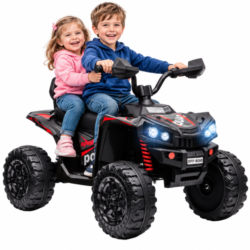 2 Seat 24v Super-Suspension Black Off-Road Ride on Quad Bike