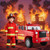 Kids 12V Battery Red Ride On Fire Truck Toy with Firemans Hose