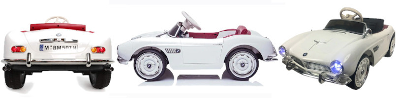 More views of the 12v White Official Classic BMW 507 Sit-In Electric Kids Car