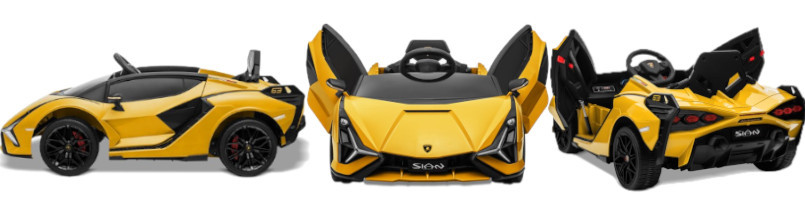 More views of the 12v Official Lamborghini Sian Yellow Childrens Electric Ride On Car