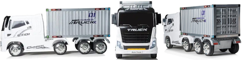 More views of the 12v White Quad-Motor Sit-In Lorry Truck with Remote Control and FREE Trailer!