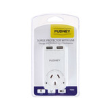Pudney Single Surge Protector with USB Ports