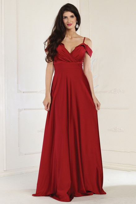 Off Shoulder Deep V-Neck A Line Dress