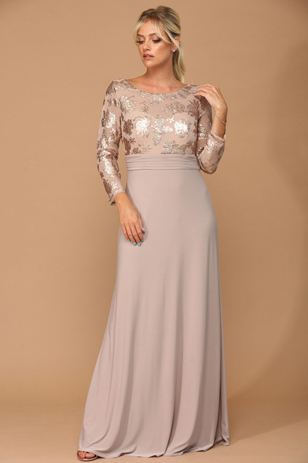 Lace Long Sleeve Stretch ITY MoB Gown