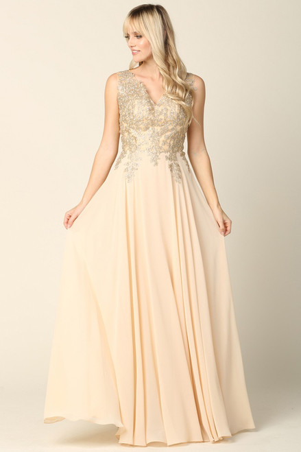 Golden Thread Embellished Top MoB Gown