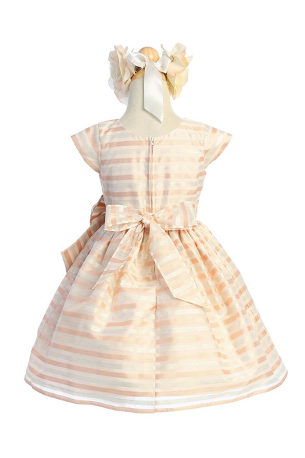 Striped Metallic Organza Girl Dress