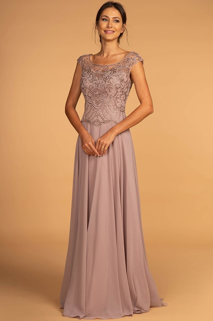 Jewel Embellished Illusion Chiffon Dress