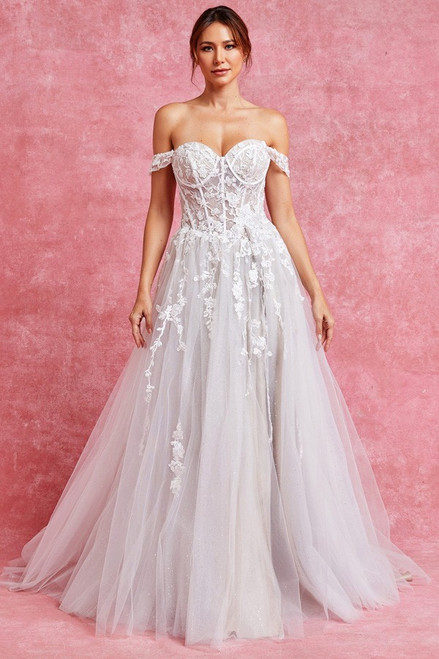 OFF SHOULDER SWEETHEART LACE A LINE WEDDING DRESS