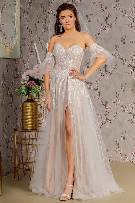 SWEETHEART BUSTIER ILLUSION TOP A LINE WEDDING GOW