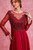 SHEER LONG SLEEVE BATEAU NECK A LINE MOB DRESS