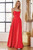 Solid Side Slit A Line Evening Dress