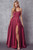 Solid Side Slit A Line Evening Dress