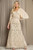 EMBROIDERY SEQUIN V NECK CAPE SLEEVE MOB DRESS