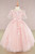 SHEER 1/2 SLEEVE 3D FLORAL APPLIQUE KIDS DRESS