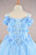 3D FLORAL APPLIQUE GLITTER A LINE GIRL DRESS