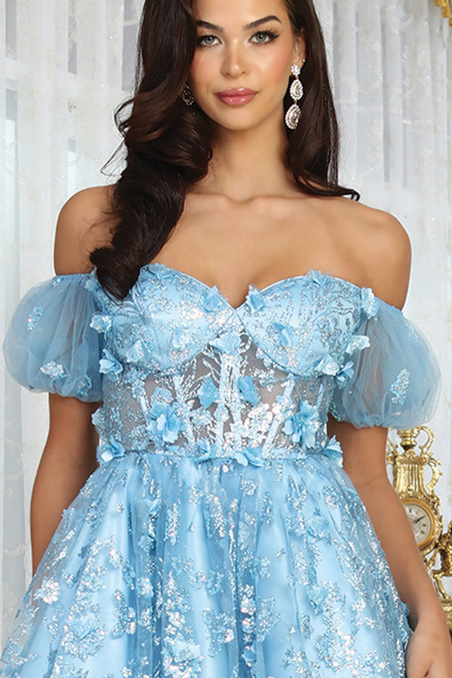 3D FLORAL APPLIQUE COCKTAIL DRESS