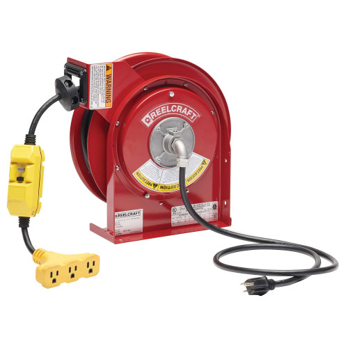 L 4545 123 9G Cord Reel, Triple outlet GFCI - QS1 45 ft, 12 AWG / 3 Cond, 15 AM