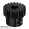 2303 Series Steel, MOD 0.8 Pinion Gear (6mm D-Bore, 20 Tooth)