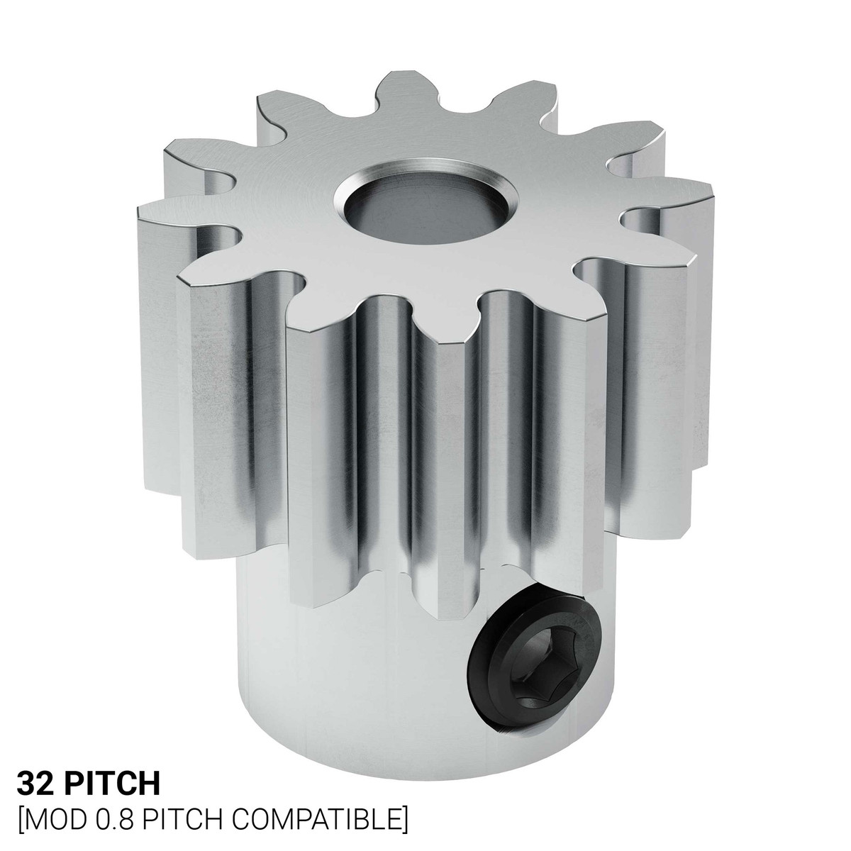 12T, 0.125" (1/8) Bore 32P Shaft Mount Pinion Gear (Steel)