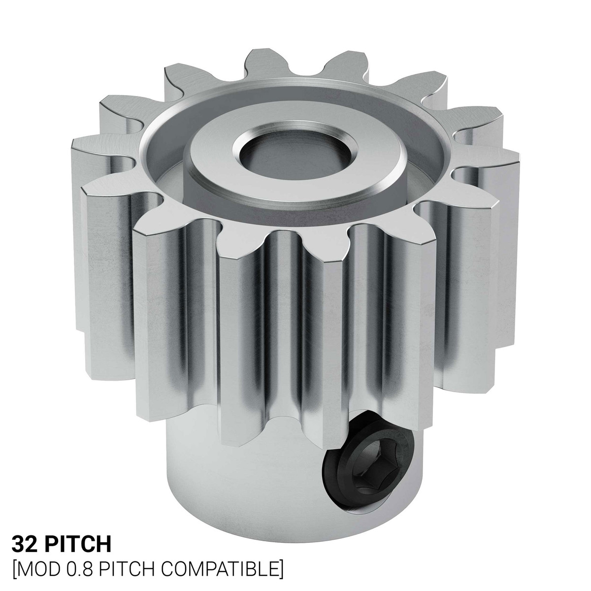 14T, 0.125" (1/8) Bore 32P Shaft Mount Pinion Gear (Steel)