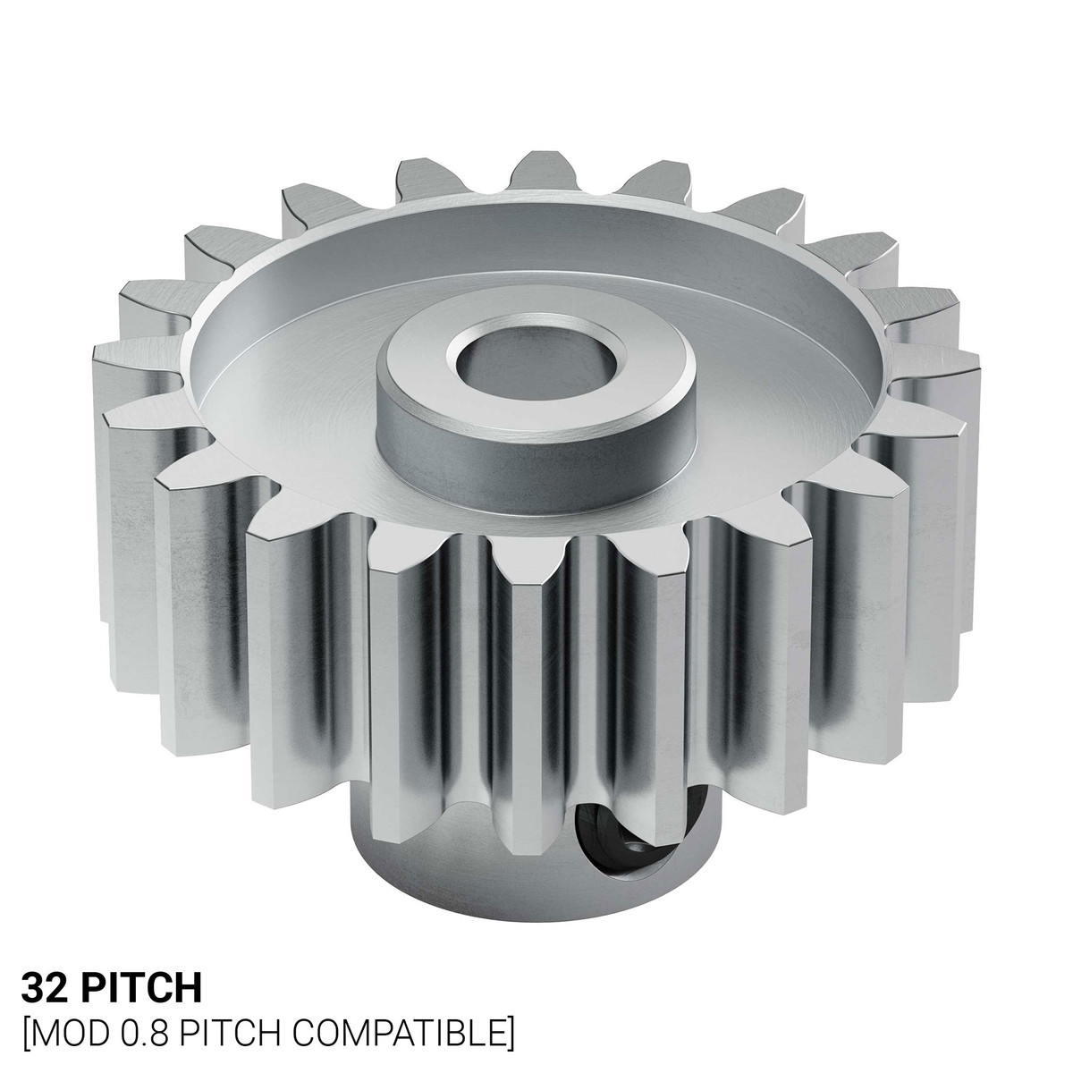 21T, 0.125" (1/8) Bore 32P Shaft Mount Pinion Gear (Steel)