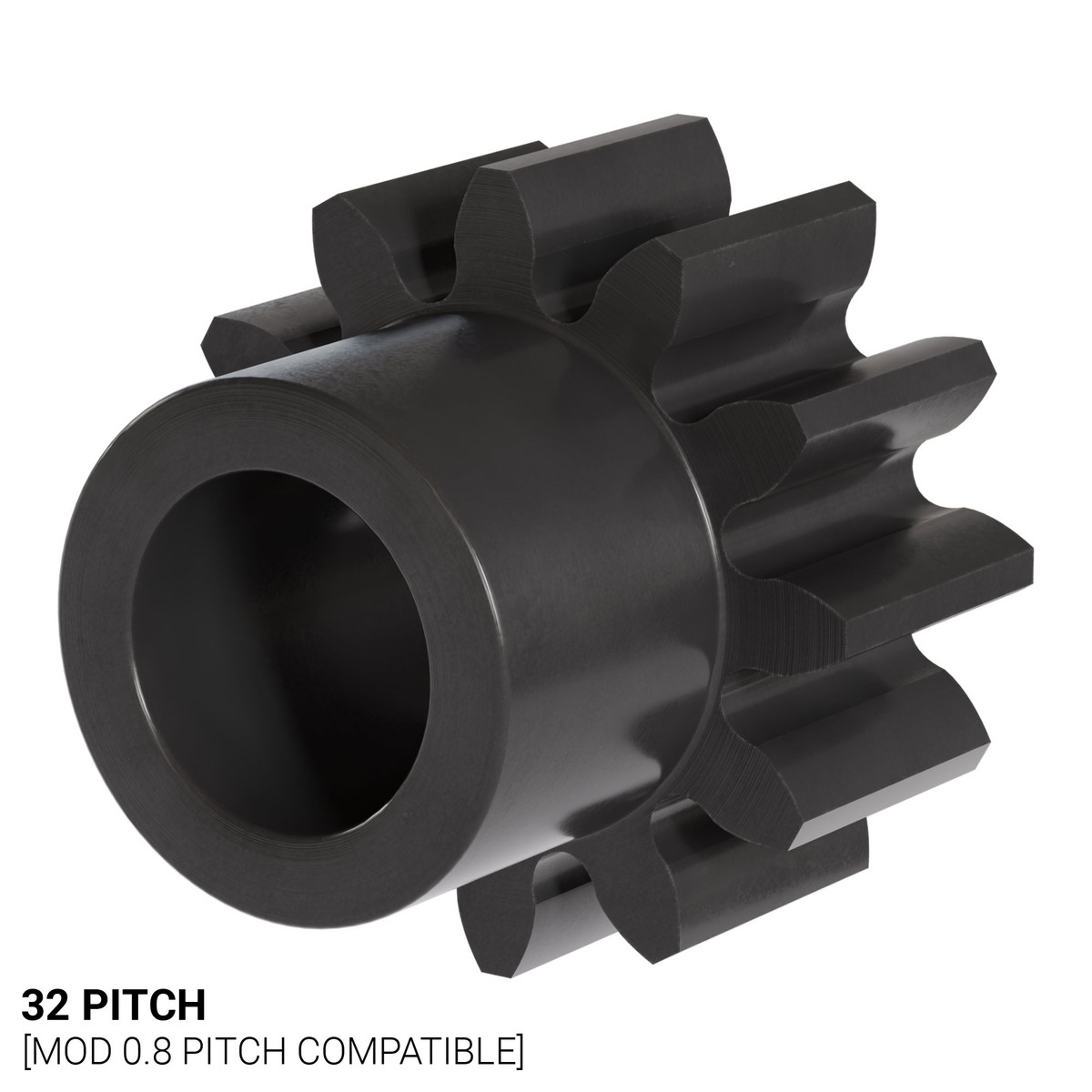 32P, 12T, 0.1875" (3/16) Bore, Plain Bore Gear (Delrin)