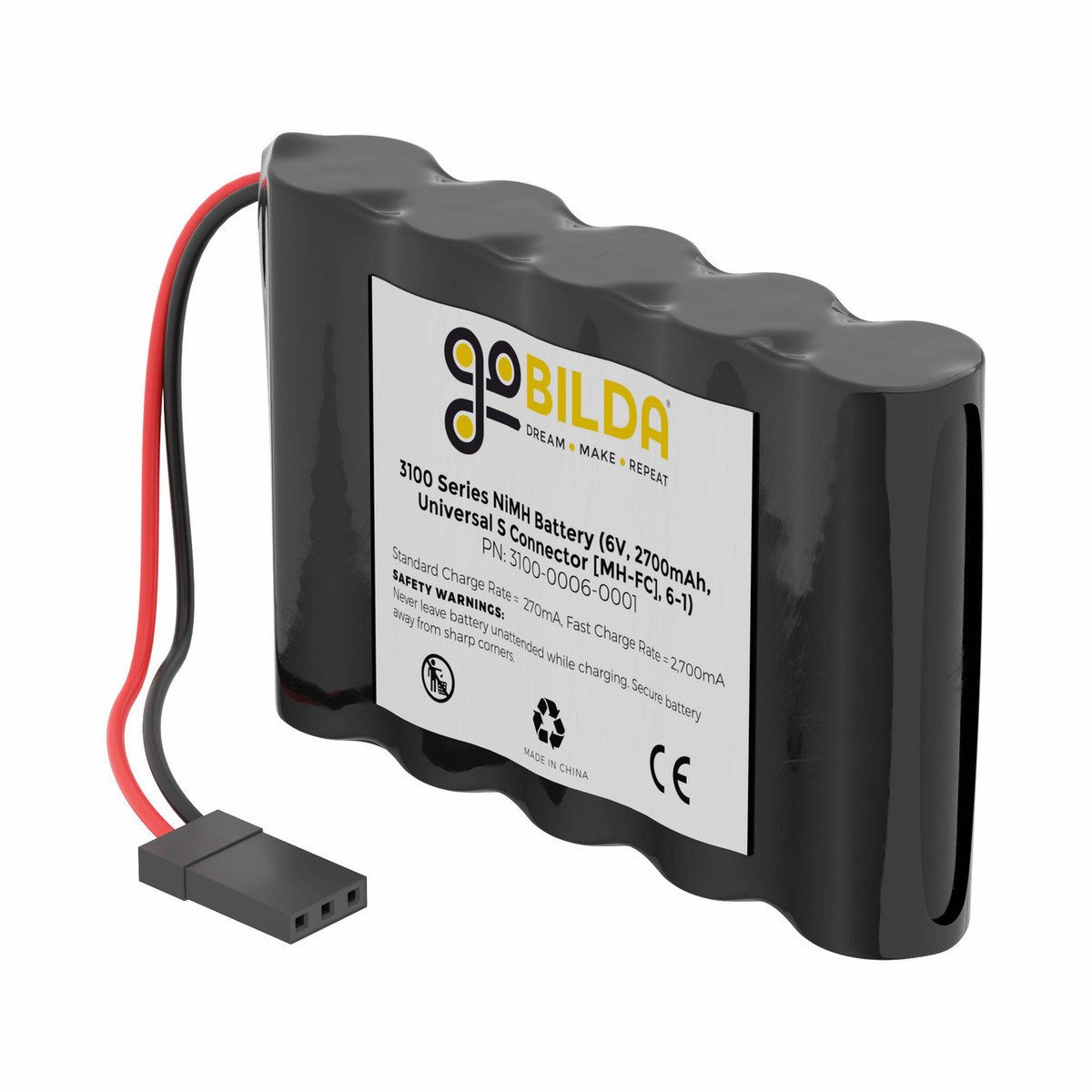 NiMH Battery (6V, 2700mAh, 2-Pos TJC8 Power Connector [MH-FC], 6-1)