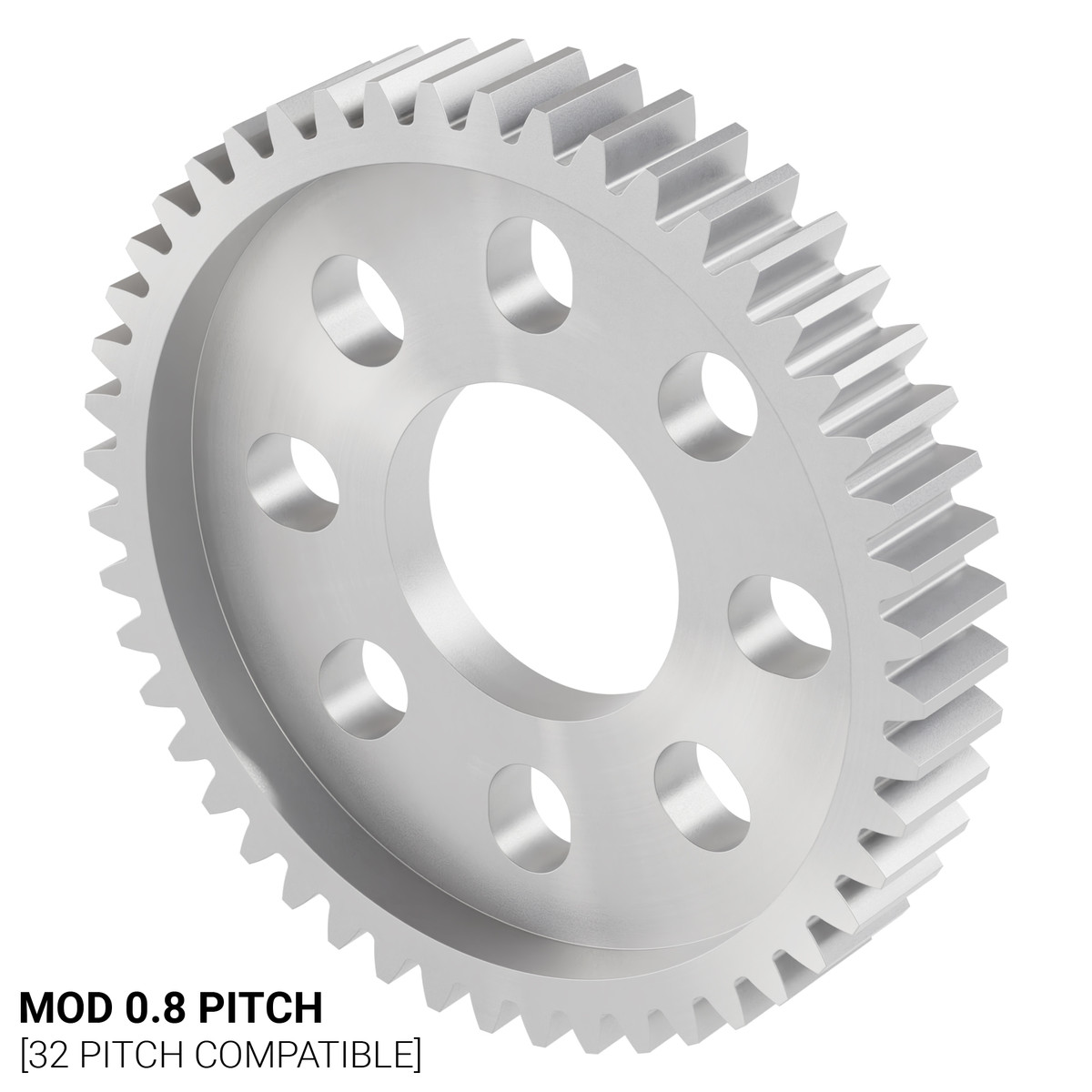 2302 Series Aluminum, MOD 0.8, Hub Mount Gear (14mm Bore, 48 Tooth)