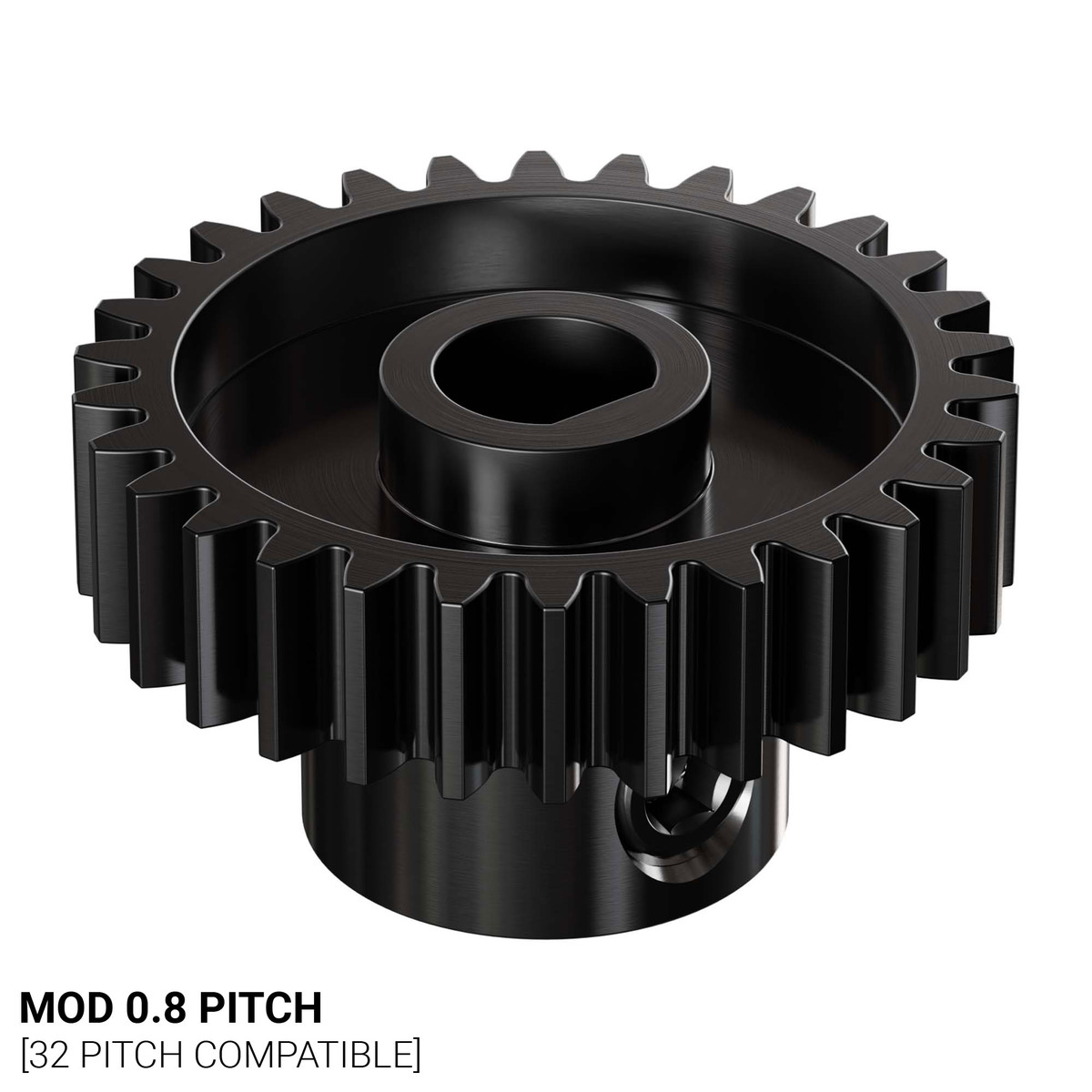 2303 Series Steel, MOD 0.8 Pinion Gear (6mm D-Bore, 30 Tooth)