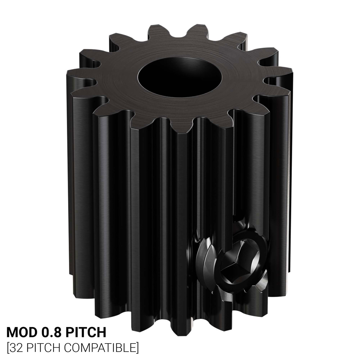 2303 Series Steel, MOD 0.8 Pinion Gear (5mm Round Bore, 15 Tooth)