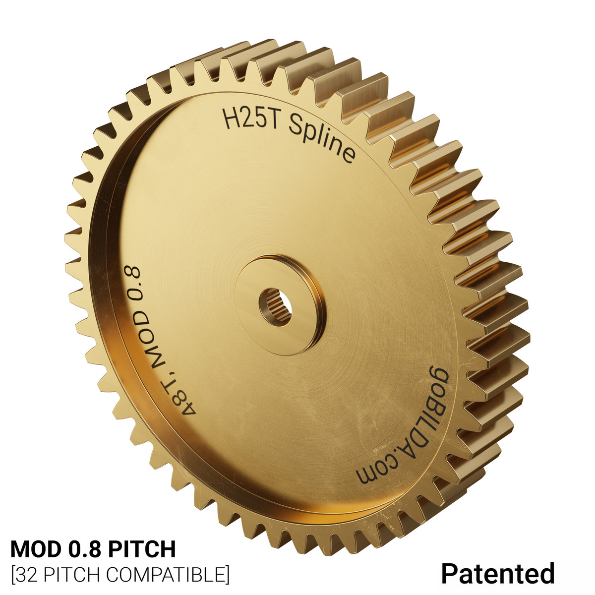 2305 Series Brass, MOD 0.8, Servo Gear (25 Tooth Spline, 48 Tooth)