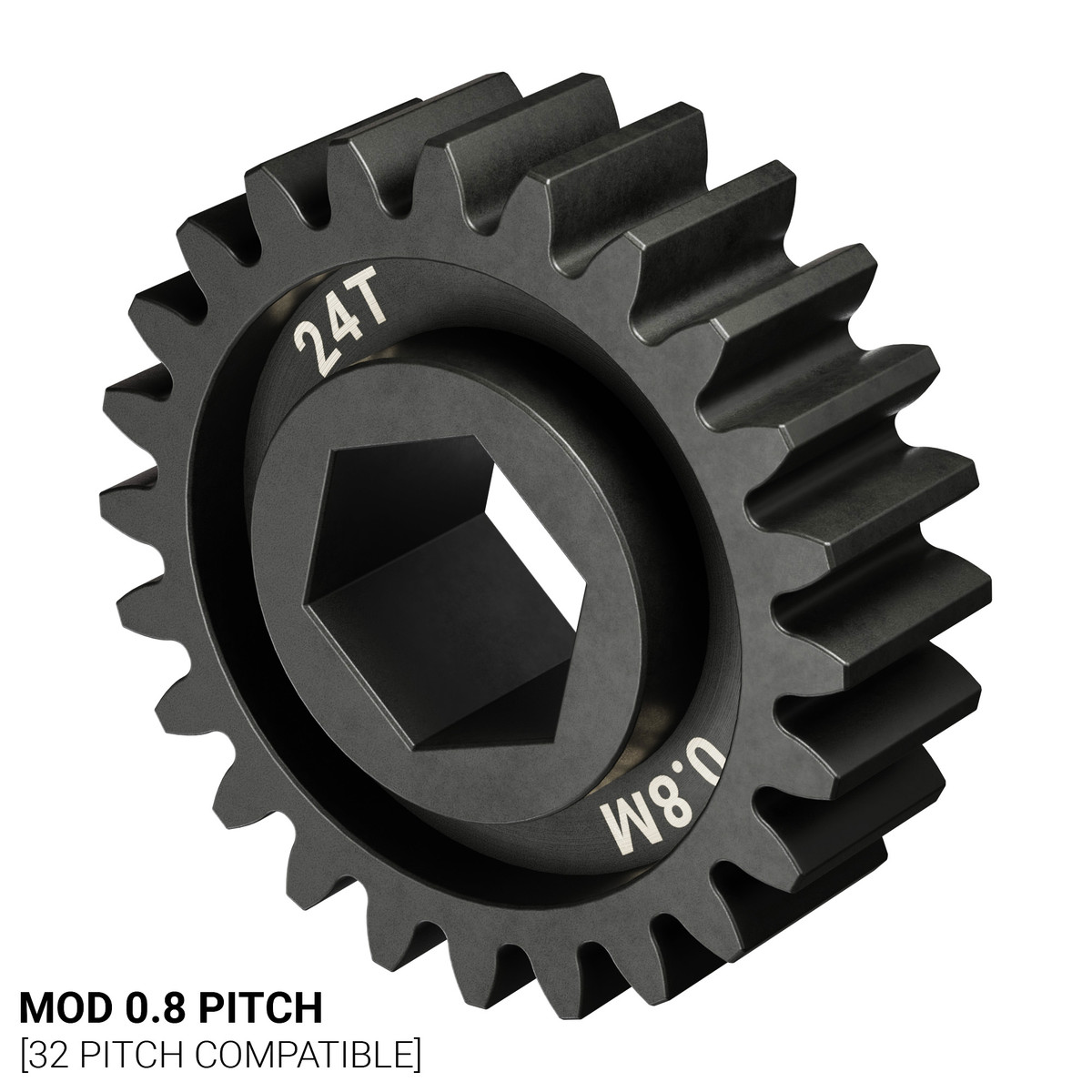 Slip-Fit Steel Pinion Gear (8mm REX® Bore, MOD 0.8, 24T)