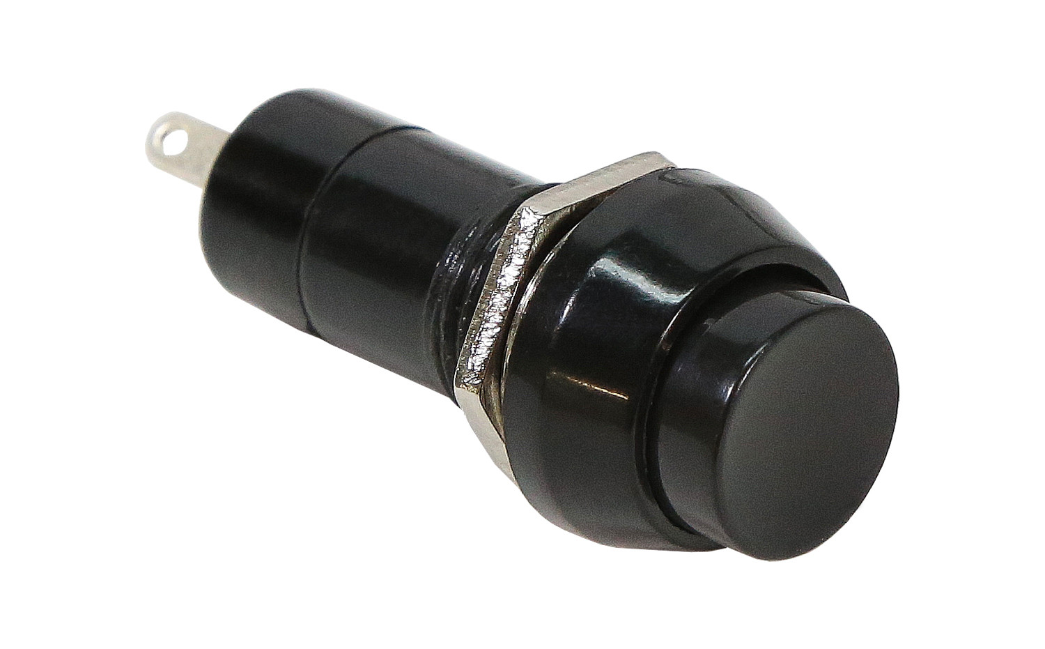 Latching SPST Round Push Button Switch (Black) - ServoCity®