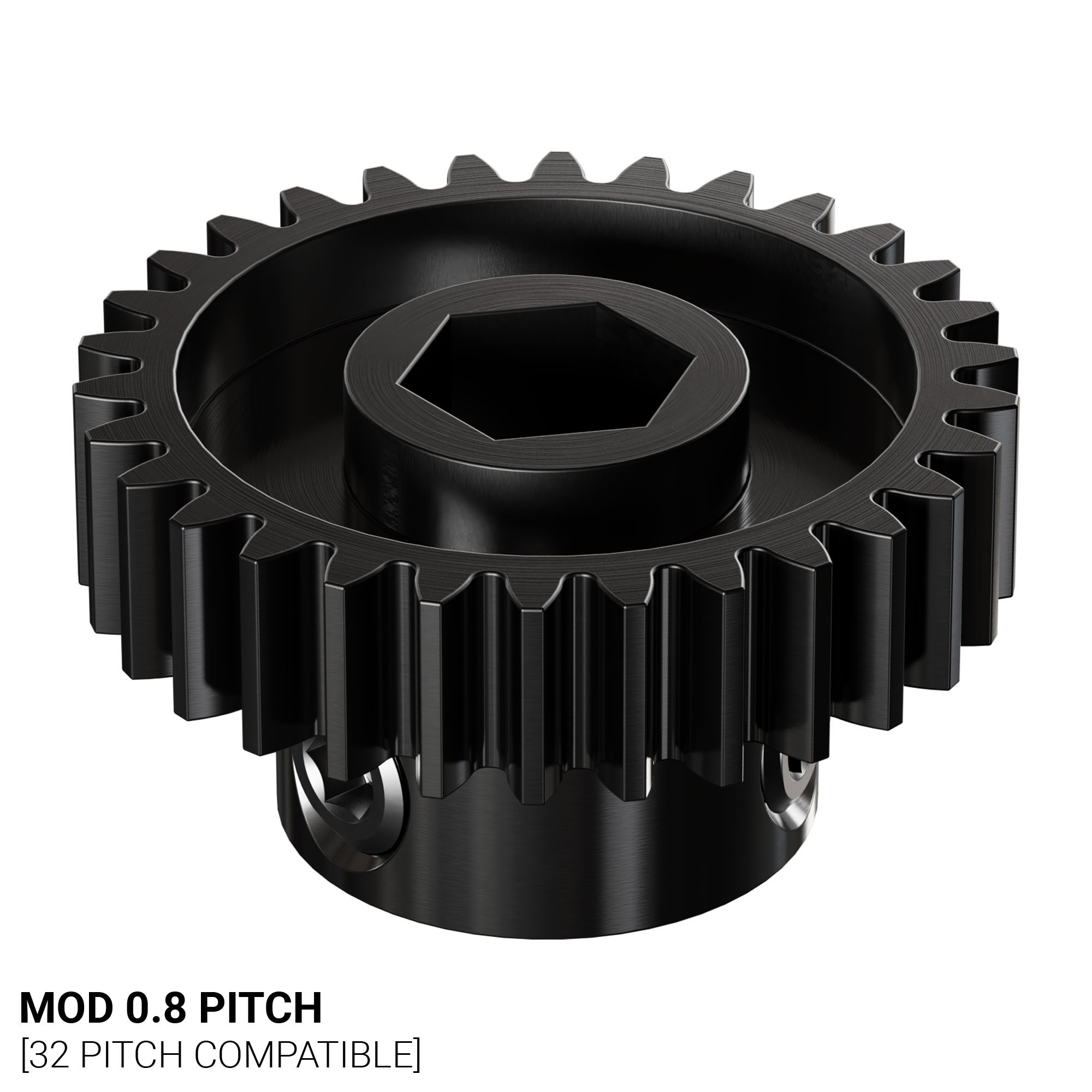 2303 Series Steel, MOD 0.8 Pinion Gear (8mm REX® Bore, 30 Tooth