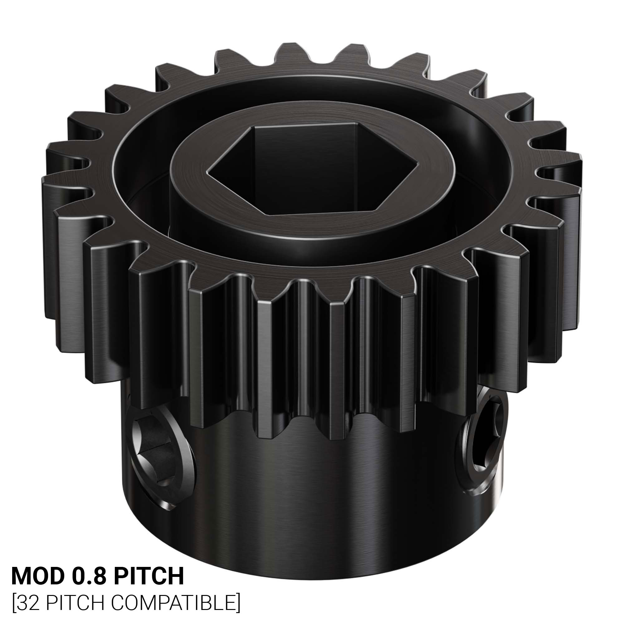 2303 Series Steel, MOD 0.8 Pinion Gear (8mm REX® Bore, 24 Tooth