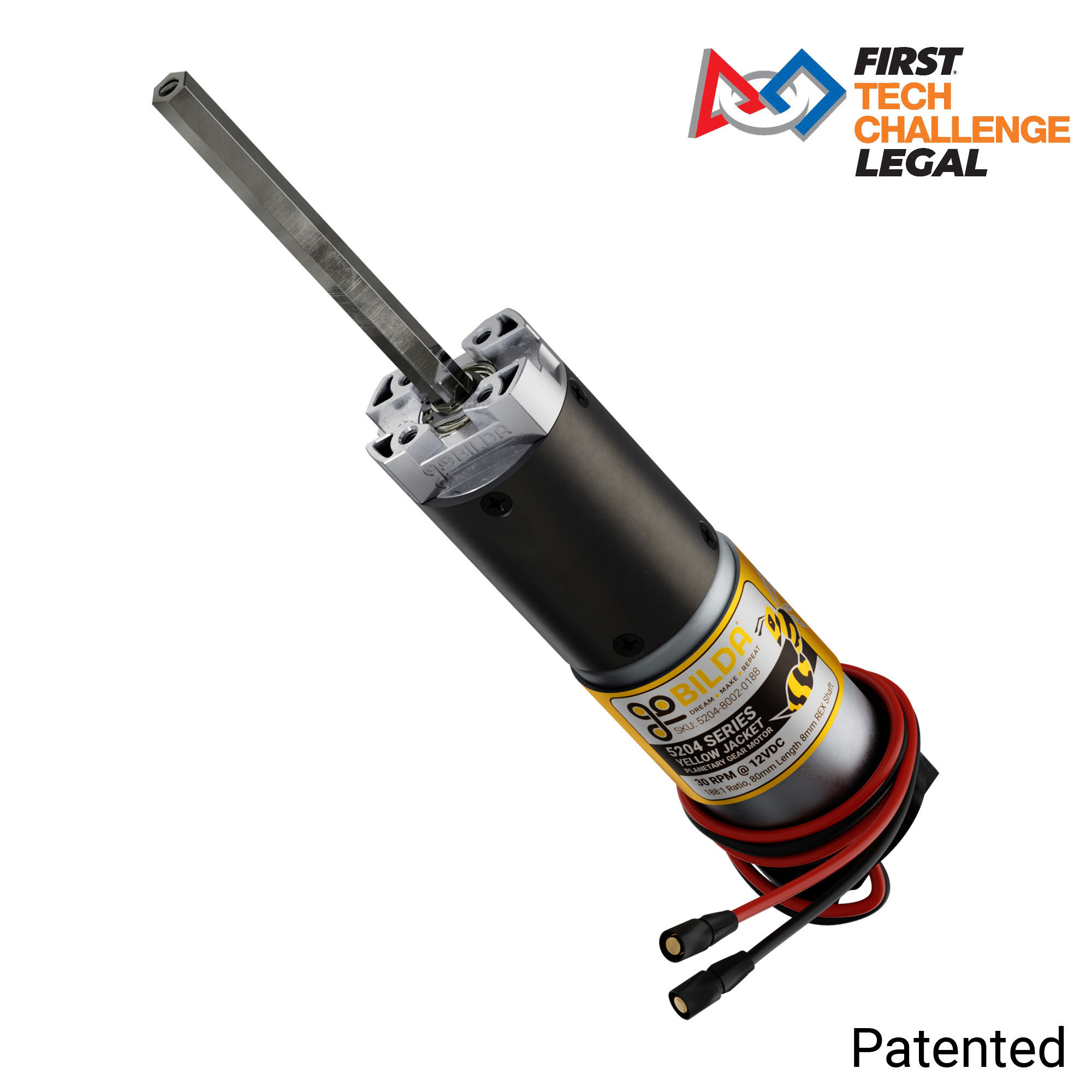 5204 Series Yellow Jacket Planetary Gear Motor (188:1 Ratio, 80mm