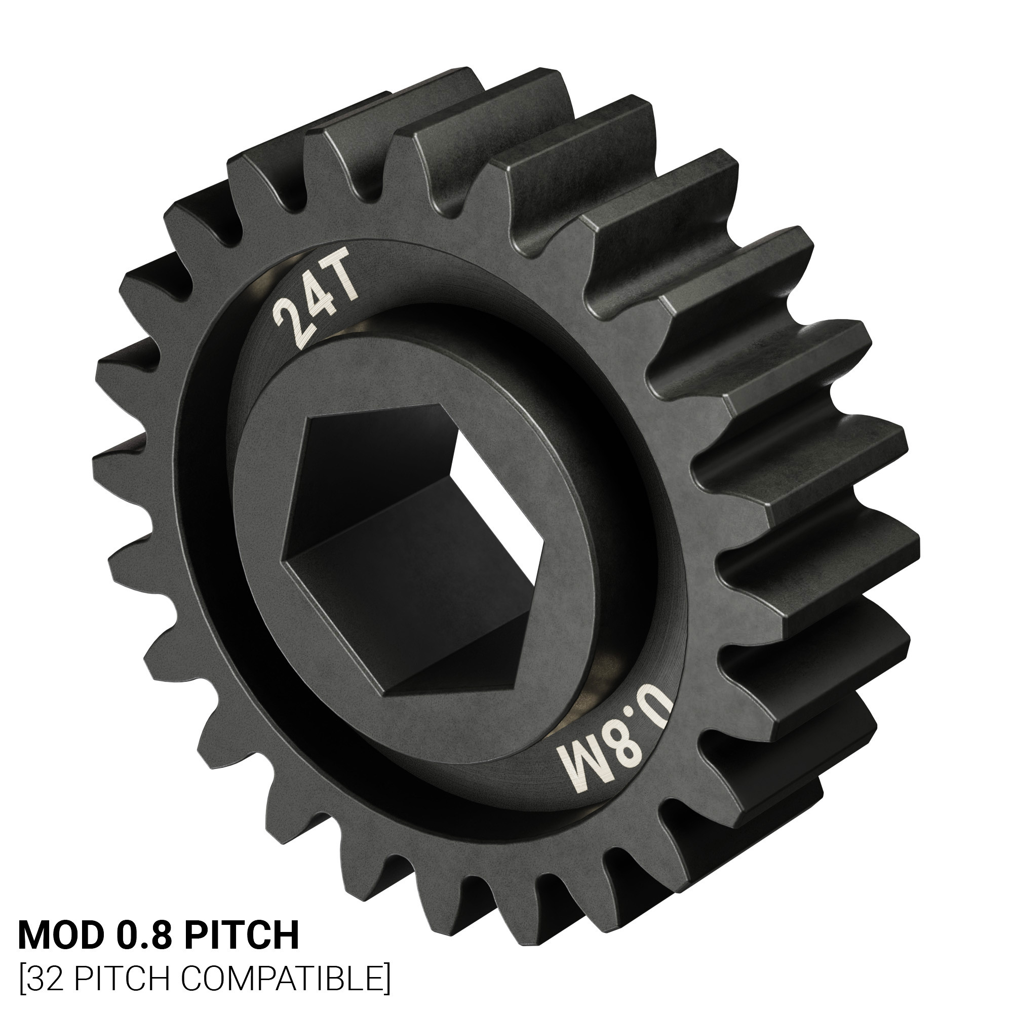 Slip-Fit Steel Pinion Gear (8mm REX® Bore, MOD 0.8, 24T) - ServoCity®
