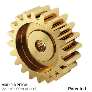 2305-0024-0020 - 2305 Series Brass, MOD 0.8, Servo Gear (24 Tooth Spline, 20 Tooth)