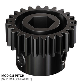 2303 Series Steel, MOD 0.8 Pinion Gear (8mm REX™ Bore, 24 Tooth) 2303 Series Steel, MOD 0.8 Pinion Gear (8mm REX™ Bore, 24 Tooth)