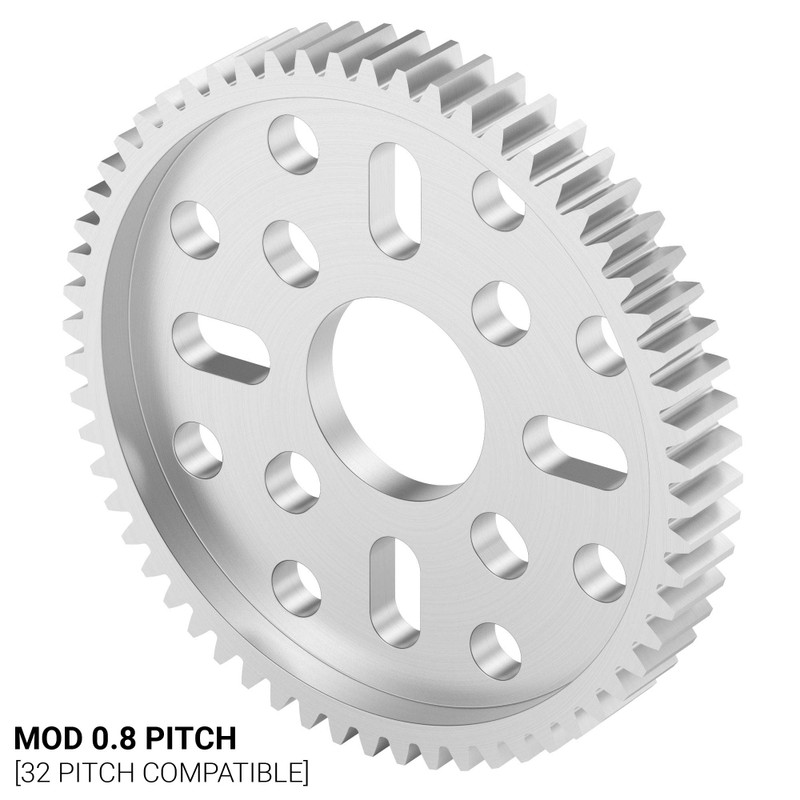 2302 Series Aluminum, MOD 0.8, Hub Mount Gear (14mm Bore, 60 Tooth