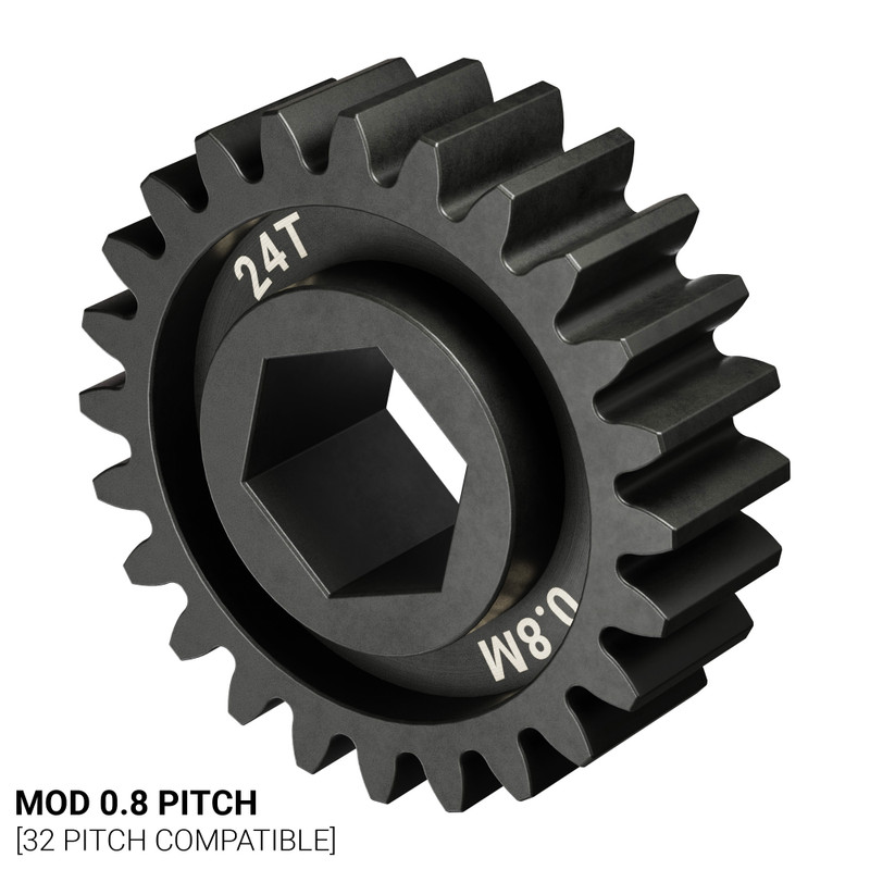Slip-Fit Steel Pinion Gear (8mm REX® Bore, MOD 0.8, 24T) - ServoCity®