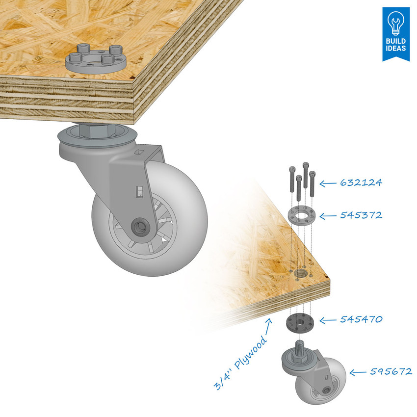 Swivel Caster Wheel (M8 x 1.25mm Male Stud)